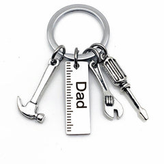 Stainless Steel Dad's Tools Keychain Hammer Screwdriver Wrench Gift