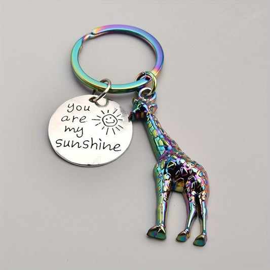 Giraffe Tag You Are My Sunshine Keychain