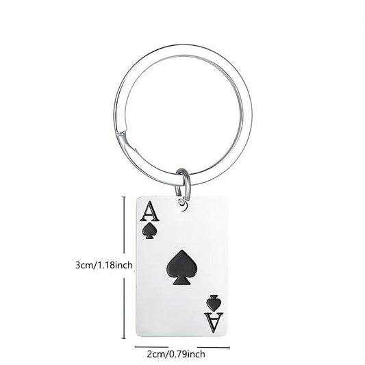 Poker Card Spades A Hearts A Keychain Men's Bag Ornament Gift