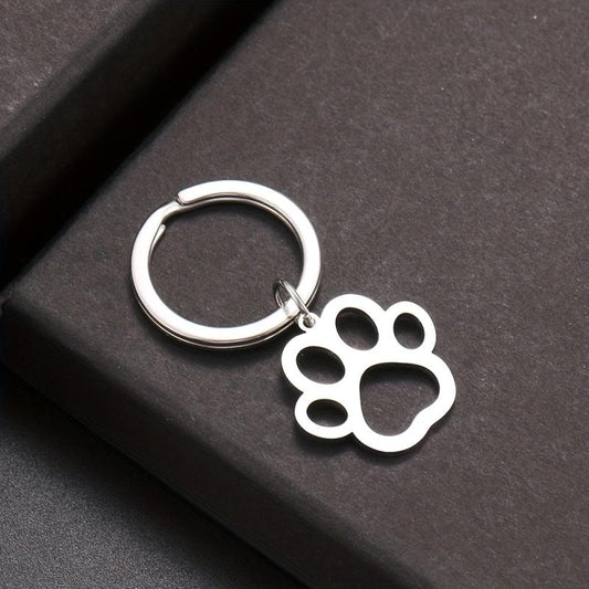Cartoon Dog Paw Silver Keychain for Car Keys Pendant