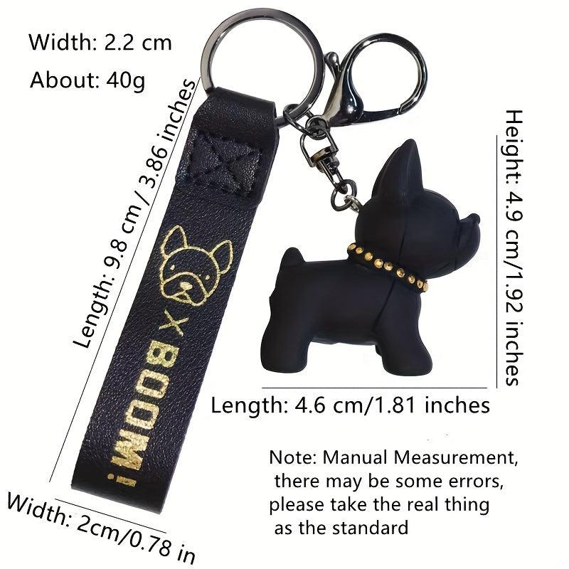 Men's Cartoon Resin Fighting Dog Keychain Bulldog Couple Backpack Pendant
