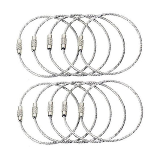 Stainless Steel Wire Keychain Ring Key Keyring Circle Rope Cable Loop