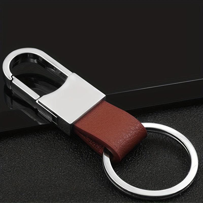 Men's Metal Car Key Ring Creative Leather Key Pendant Keychain