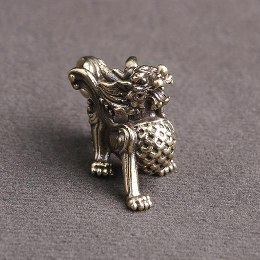Brass Apsaras Unicorn Pixiu Car Keychain Pendant Lucky Safe Retro Pendant