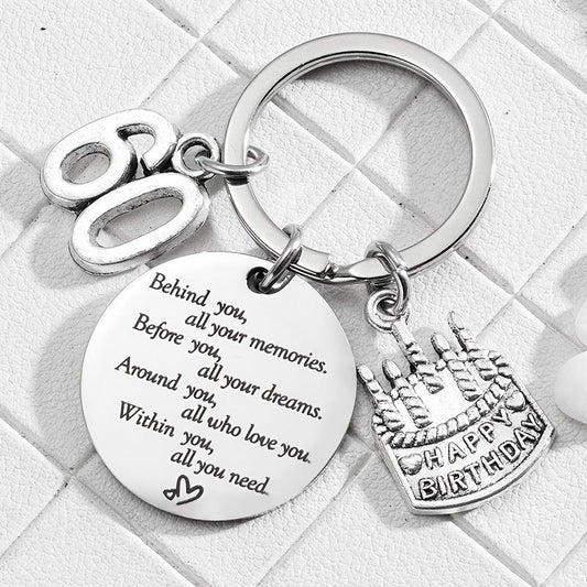 60th Birthday Gift Stainless Steel Inspirational Keychain Pendant