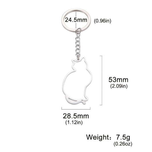 Cat Animal Keychain Stainless Steel Love Gift Men's Jewelry