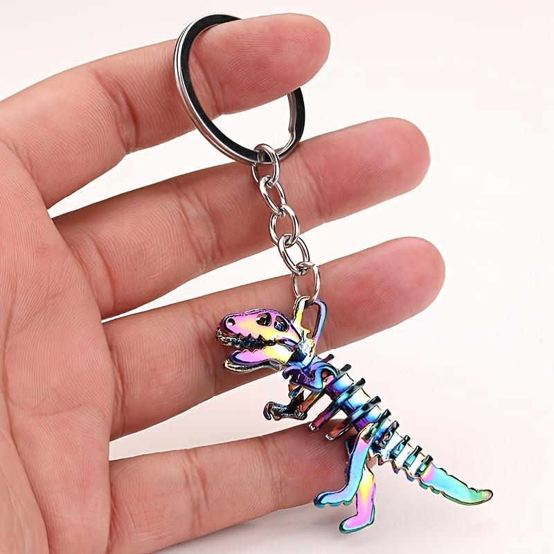 Skull Dino Keychain Metal Dinosaur Key Ring Men