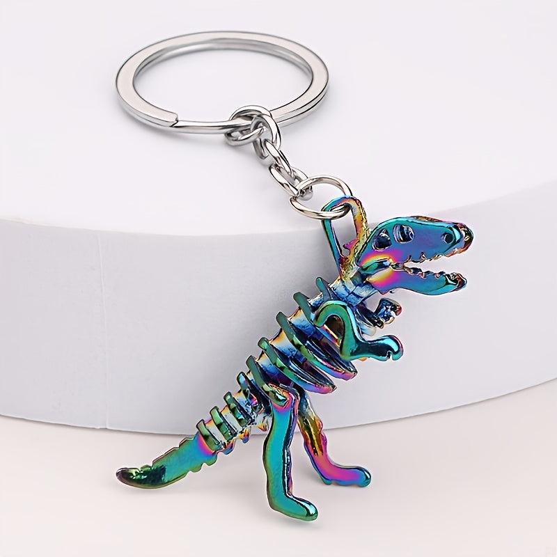 Skull Dino Keychain Metal Dinosaur Key Ring Men