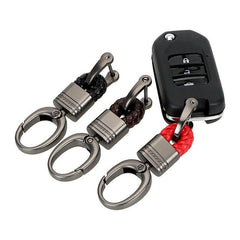 Hand Woven Horseshoe Buckle Keychain Car Keyring Gift Auto Accessories