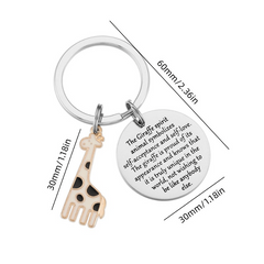 Cartoon Giraffe Keychain Stainless Steel Key Chain Christmas Gift