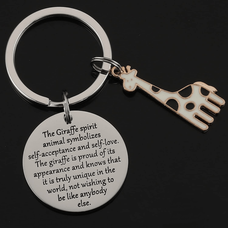 Cartoon Giraffe Keychain Stainless Steel Key Chain Christmas Gift