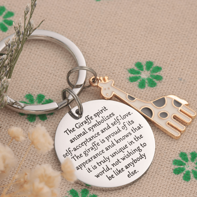 Cartoon Giraffe Keychain Stainless Steel Key Chain Christmas Gift