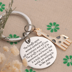 Cartoon Giraffe Keychain Stainless Steel Key Chain Christmas Gift