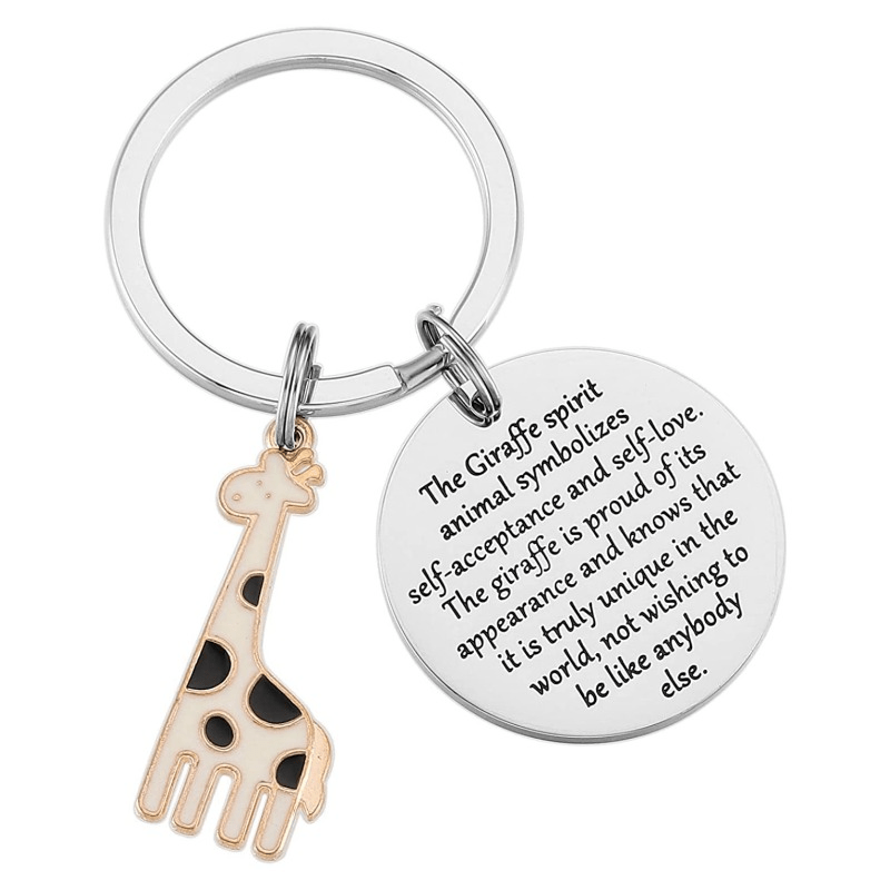 Cartoon Giraffe Keychain Stainless Steel Key Chain Christmas Gift