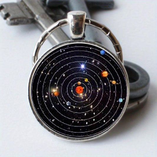 Solar System Time Gem Keychain Necklace