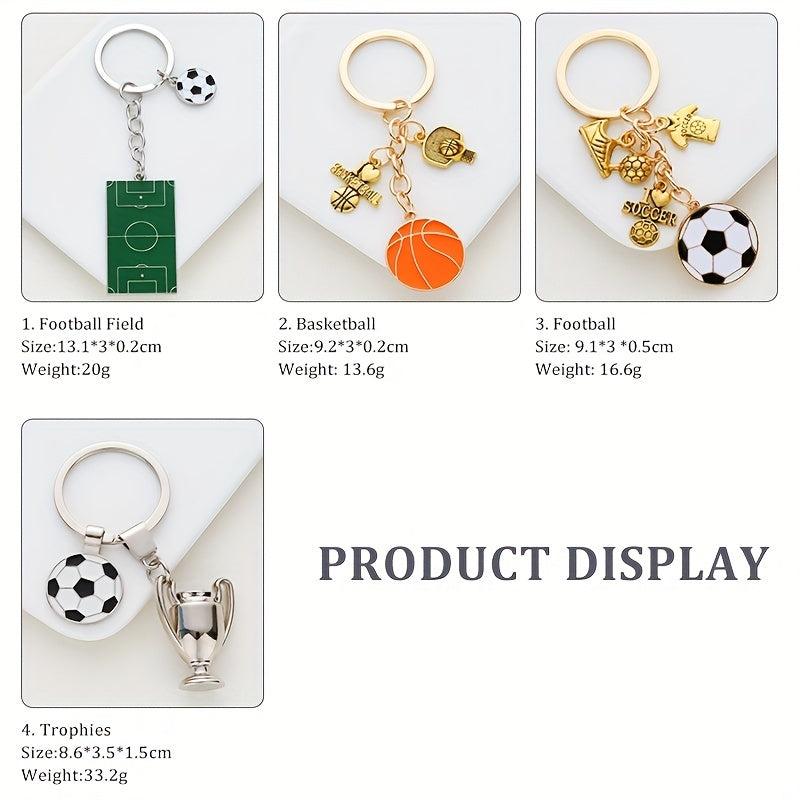 Alloy Football Field Basketball Match Trophy Key Chain Sports Souvenir
