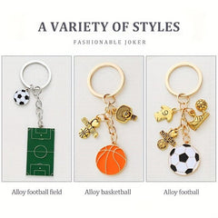 Alloy Football Field Basketball Match Trophy Key Chain Sports Souvenir