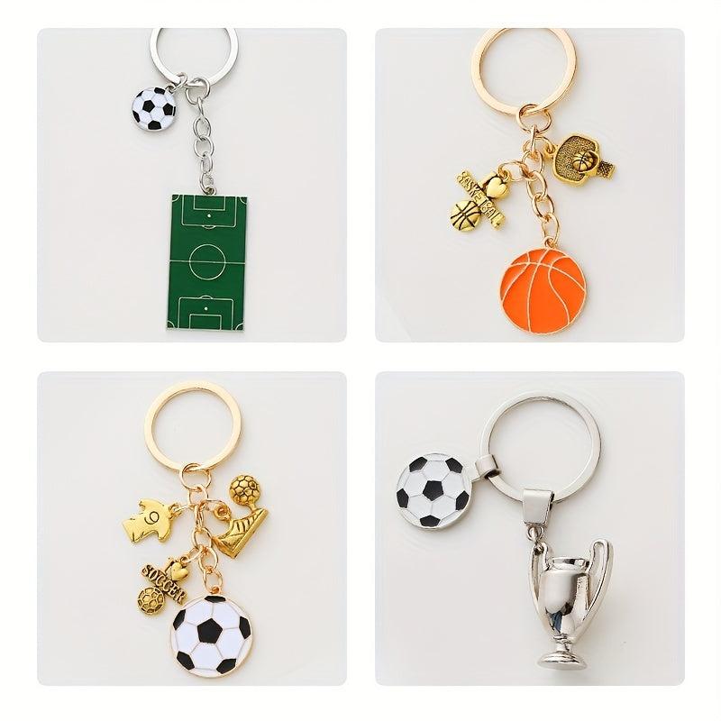Alloy Football Field Basketball Match Trophy Key Chain Sports Souvenir