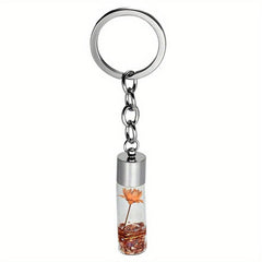 Plant Dried Flower Keychain Glass Bottle Backpack Car Pendant