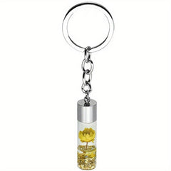 Plant Dried Flower Keychain Glass Bottle Backpack Car Pendant