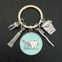 Toothbrush Toothpaste Keychain Tooth Key Ring Key Chain Jewelry Accessory Gift
