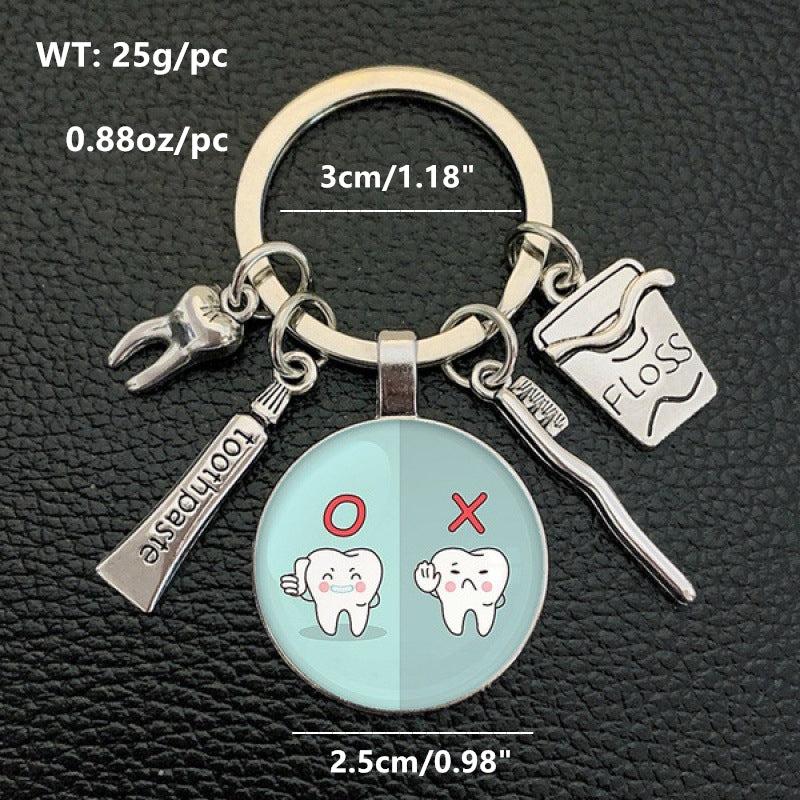 Toothbrush Toothpaste Keychain Tooth Key Ring Key Chain Jewelry Accessory Gift