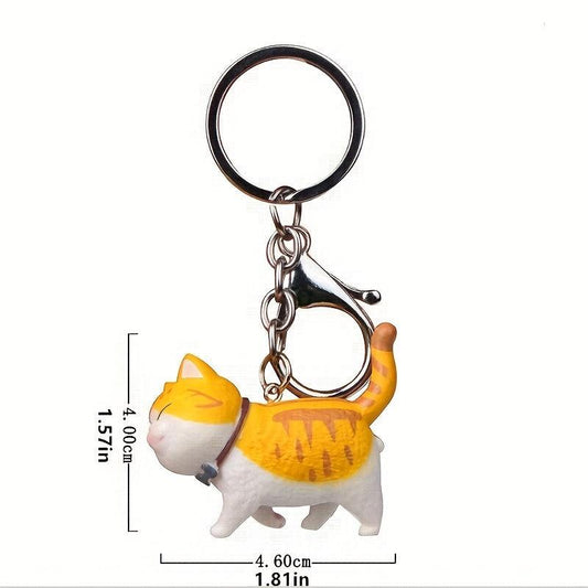 Cat Shaped Keychain Metal Anime Keyrings for Couple Handbags