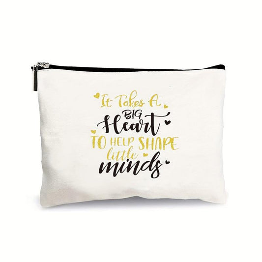 2 Pcs Letter Pattern Canvas Bag Sets - Shoulder Bag & Clutch Pouch