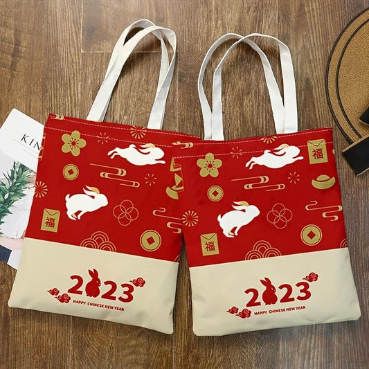 Bunny Pattern Handbag Stylish Canvas Shoulder Bag