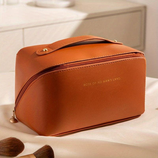 Solid Makeup Pouch Zipper Travel Storage Bag