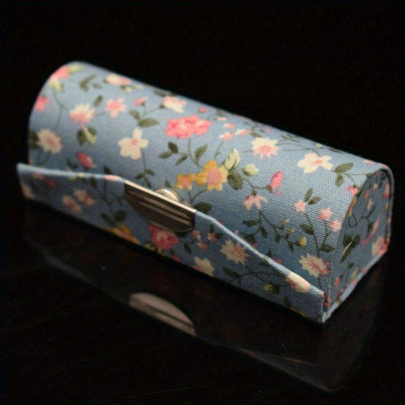 Mini Floral Print Lipstick Case with Mirror Lightweight Jewelry Case