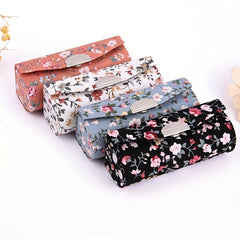 Mini Floral Print Lipstick Case with Mirror Lightweight Jewelry Case