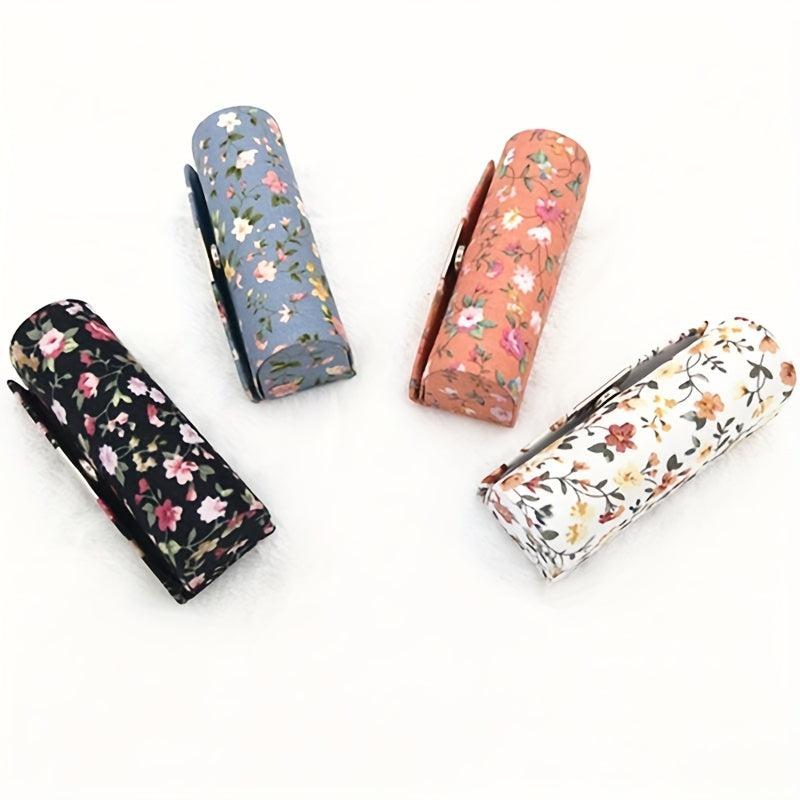 Mini Floral Print Lipstick Case with Mirror Lightweight Jewelry Case