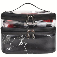 Large Capacity Portable Makeup Bag Double Layer Travel Toiletry Bag