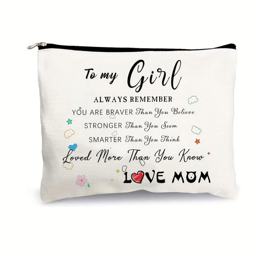 Letter Pattern Makeup Zipper Pouch Lightweight Storage Bag