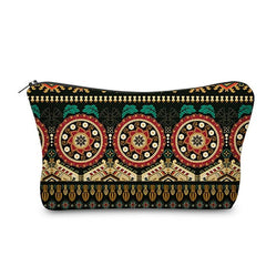 Vintage Pattern Portable Cosmetic Bag Makeup Organizer Zipper Makeup Clutch Pouc