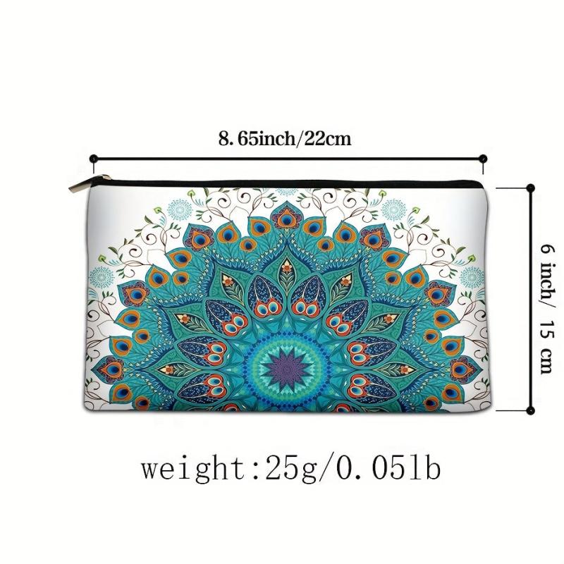 Vintage Pattern Portable Cosmetic Bag Makeup Organizer Zipper Makeup Clutch Pouc