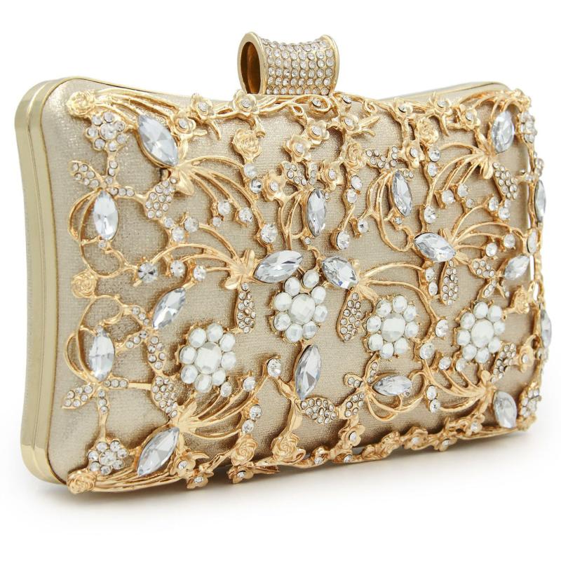 Rhinestone Hand Box Bag Clutch Evening Purse Chain Square Bag