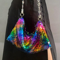 Colorful Sequins Evening Bag Bling Party Purse Women's Chain Handbags