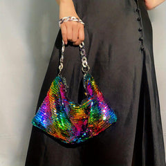 Colorful Sequins Evening Bag Bling Party Purse Women's Chain Handbags
