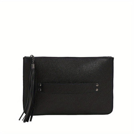 Lychee Pattern Clutch Bag with Tassel Zipper