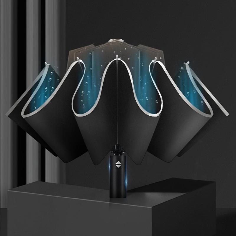 Windproof Travel Umbrella Night Reflective Strip 99 Sun Protection