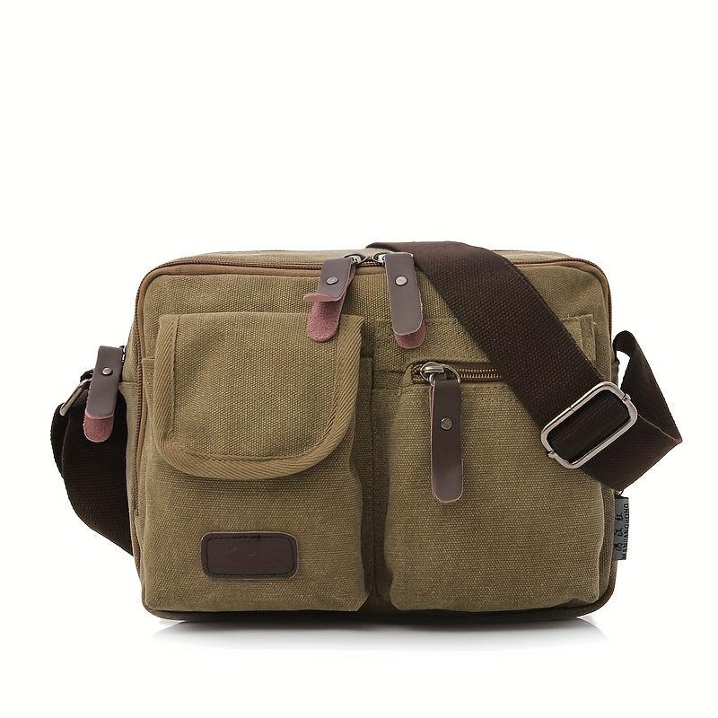 Men's Canvas Messenger Bag Large Capacity Shoulder Bag
