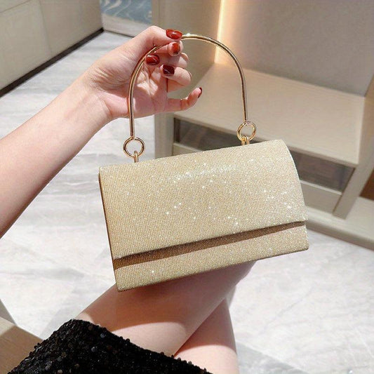 Metal Chain Flap Clutch Elegant Evening Bag