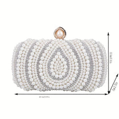 Bead Decor Clutch Bag Glitter Evening Bag Chain Strap