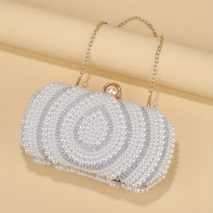 Bead Decor Clutch Bag Glitter Evening Bag Chain Strap