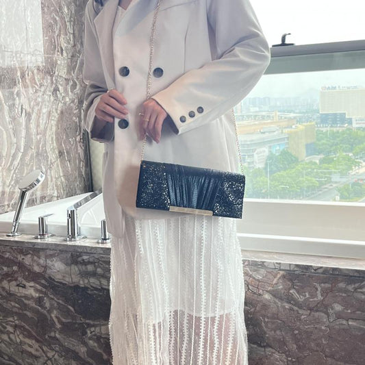 Sequin Evening Bag Glitter Clutch Handbag Chain Wedding Prom