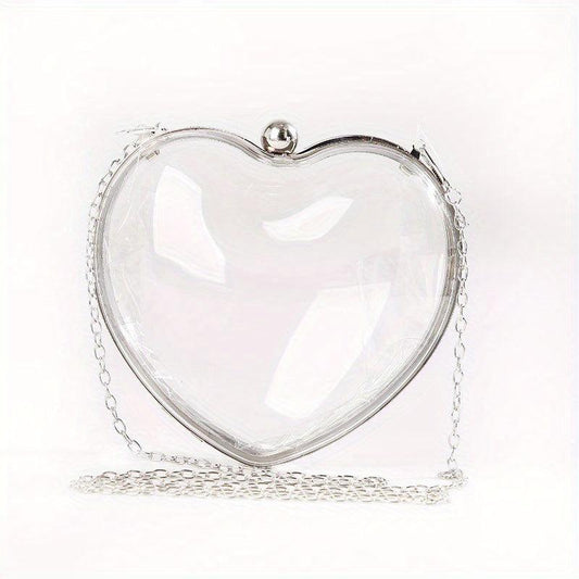 Clear Acrylic Heart Shaped Evening Bag Chain Wedding Purse Clutch Bag