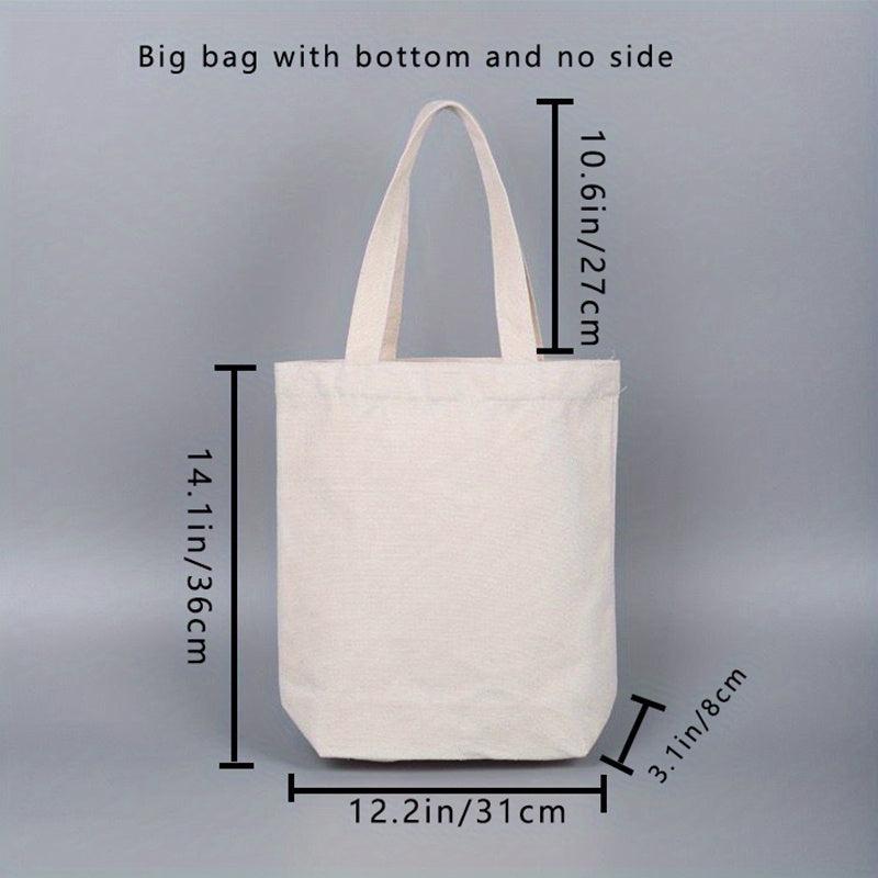 Minimalist Solid Canvas Bag Lightweight Versatile Storage Handbag Shopper Bag
