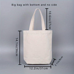 Minimalist Solid Canvas Bag Lightweight Versatile Storage Handbag Shopper Bag